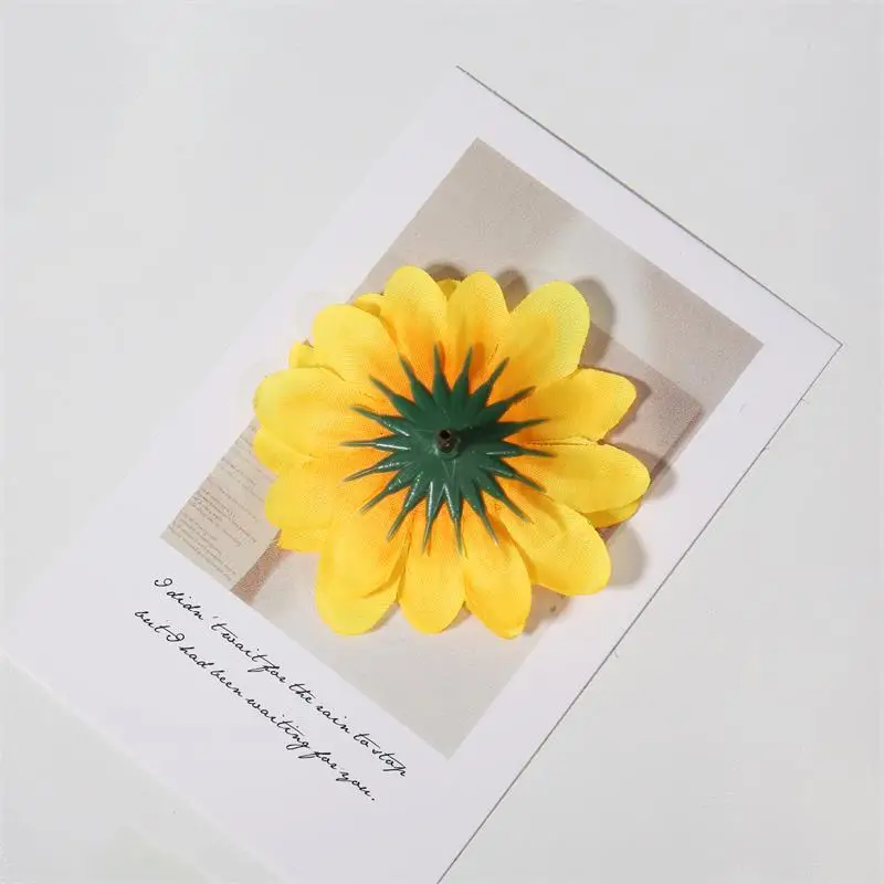 7.5cm Mini Silk Sunflower Artificial Flowers Head For Wedding Party Home Decoration DIY Wreath Scrapbooking Fake Flowers images - 6