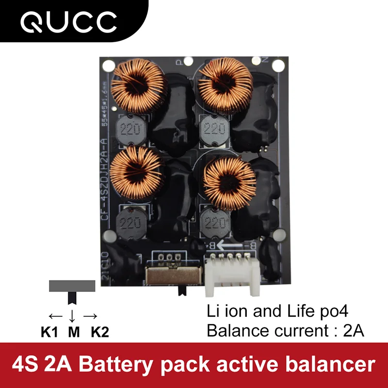 

QUCC 4S 2A активный балансировщик Lifepo4 литиевая батарея, модуль выравнивания энергии, 3,2 В, 3,6 В, 3,7 в, BMS литий-ионная балансировочная плата