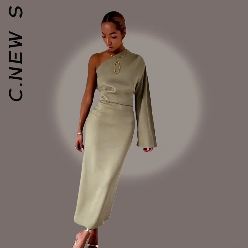 C. Новое сексуальное длинное платье с длинным рукавом модное для отдыха дешевое