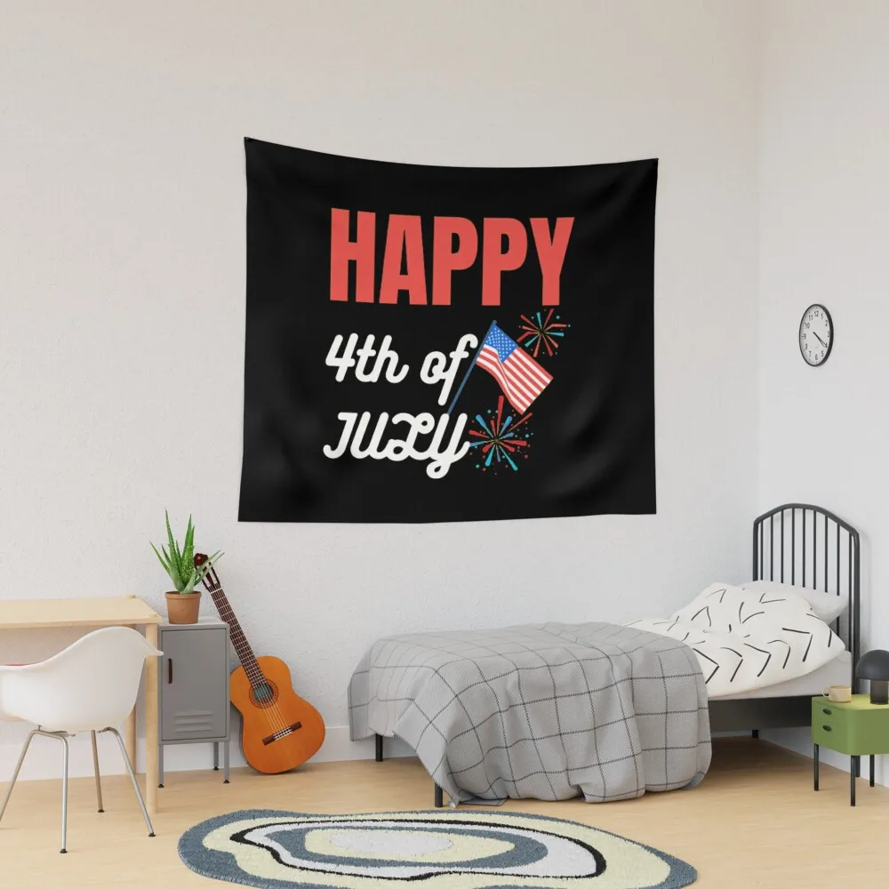 

Happy 4th of July Tapestry Decor Beautiful Wall Yoga Towel Blanket Decoration Mat Colored Hanging