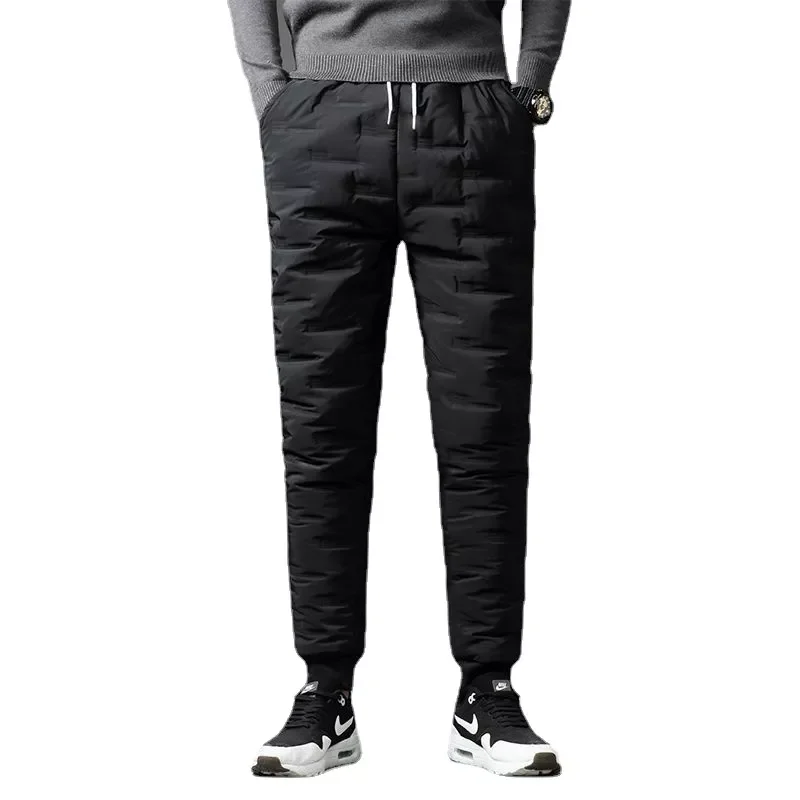 

New in Men's 90% White Duck Down Pants High Quality Slim Straight Snow Pants Warm Down Padded Trousers Male Clothing Y39|Casual