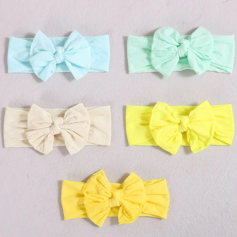 

Nylon Solid Color Headband For Children Cute Baby Bow Elastic Hair Bands For Girls Lovely Headwrap For Kids Hair Accessories
