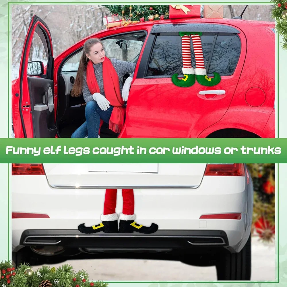 Рождественский полосатый красный эльф подвесное елочное украшение зажим для ног