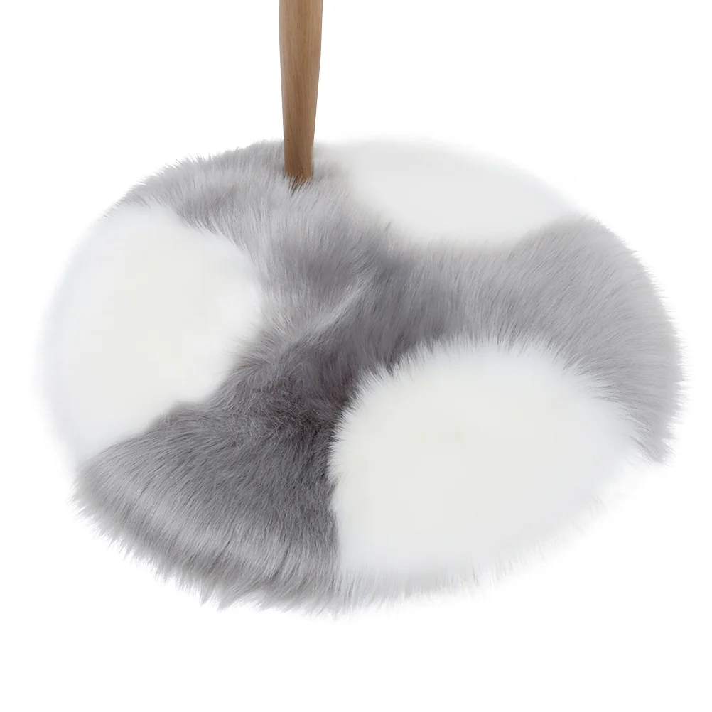 

Plush Modern Round Area Rug Anti-slip Color Blocking Rug Floor Mat Carpet for Living Room Bedroom (Grey+White)
