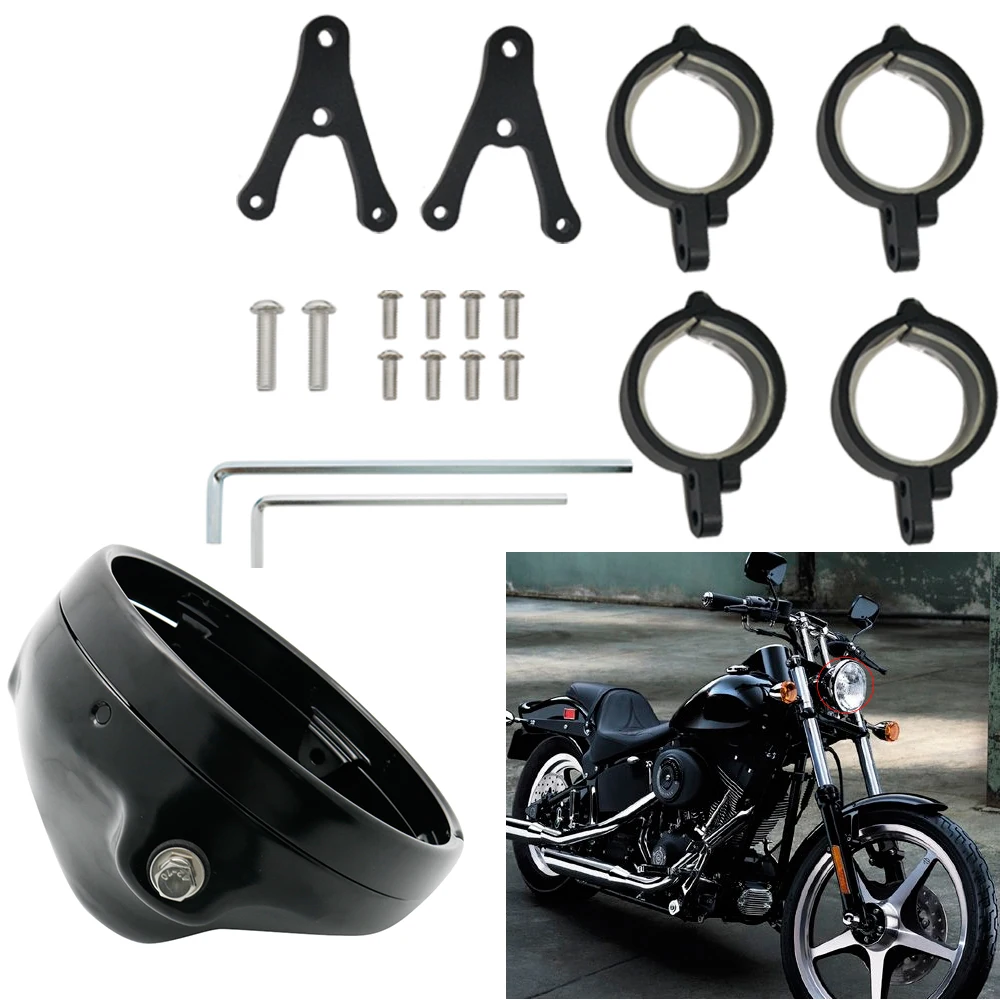 

7 Inch headlights Motor Housing bucket for Harley motorcycle Black Chrome 7"Bracket Motorcycle Accessories headlamp Bracket