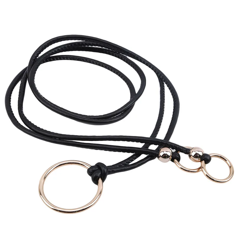 

Ремень в стиле бохо Женский, модный кожаный металлический длинный тонкий пояс-цепочка с бантом, 115 см