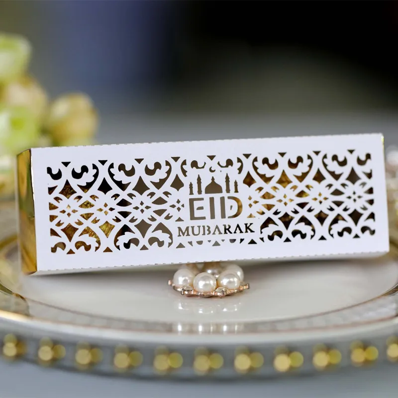 

5pcs Eid Mubarak Box Candy Dragee Box Ramadan Kareem Gift Boxes Packaging Islamic Muslim Festival Happy Al-Fitr Eid Party Decor
