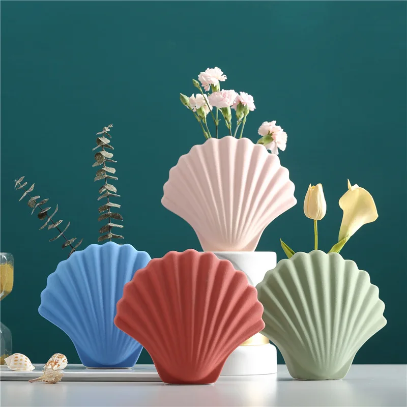 

Abstract Art Shell Vase Ceramic Flower Pot Ornaments Desktop Flower Vase Decorative Ornaments Potted Plants Vases Wedding Decor