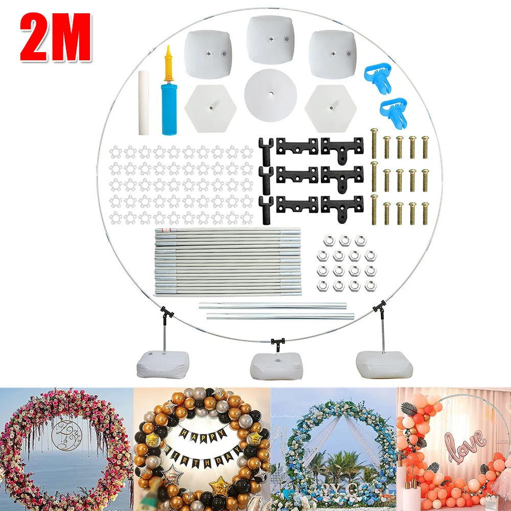 

2M Wedding Arch Balloon Circle Ring Kit Wreath Arch Background Scene Arrangement Props Holder for Birthday Baby Shower Party