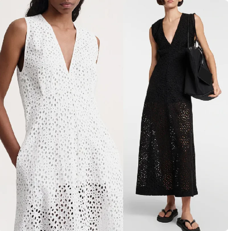 

Women Midi Robe Hollow Out Sleeveless Casual Tank Dress