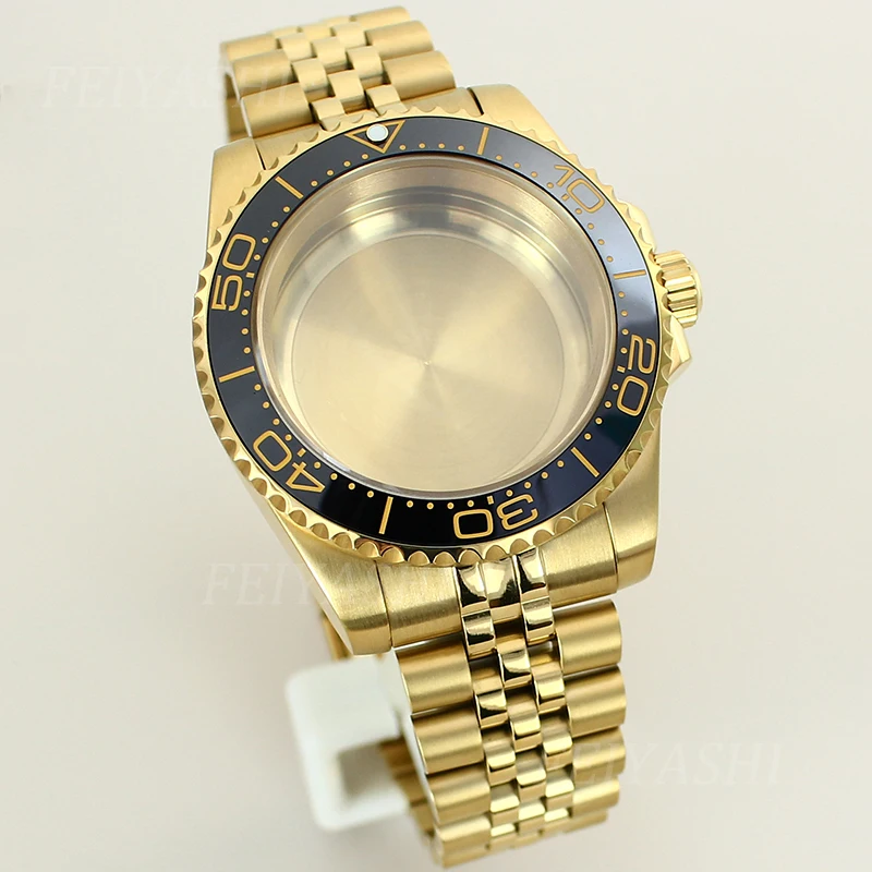 Золотой мужской корпус часов 40 мм юбилейный браслет для Seiko NH35 NH36 NH38 Miyota 8215 ETA 2824