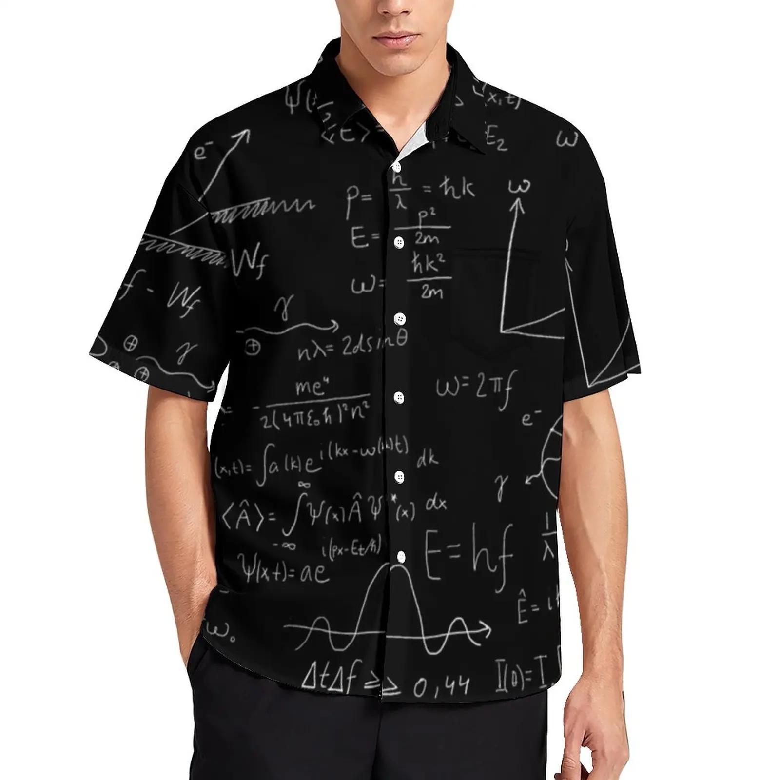 

Funny Math Loose Shirt Men Beach Quantum Physics Casual Shirts Hawaii Graphic Short-Sleeved Y2K Oversized Blouses