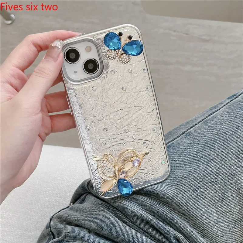 Блестящие чехлы для телефонов с 3d-изображением бабочек кристаллов браслетов iPhone