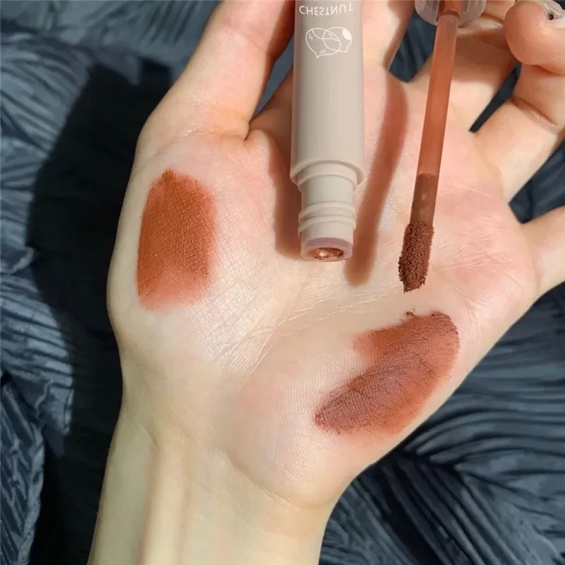 Каштановая бархатная матовая водостойкая помада - стойкий телесный оттенок для