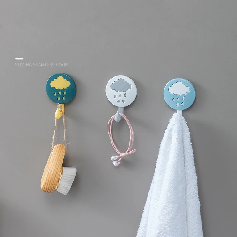

NEW 3PC Sticky Hook Wall Mounted Storage Rack Plastic Door Hooks Multifunctional Strong Racks Bathroom Tools Kitchen Accessories
