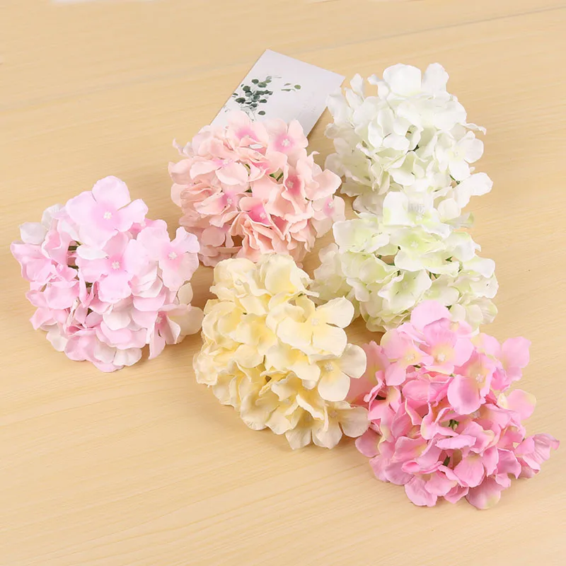 

13-15cm Artificial Hydrangea Flower Head DIY Wreath Wedding Wall Road Lead Arch Flowers Silk Flowers Wedding Party Decorative