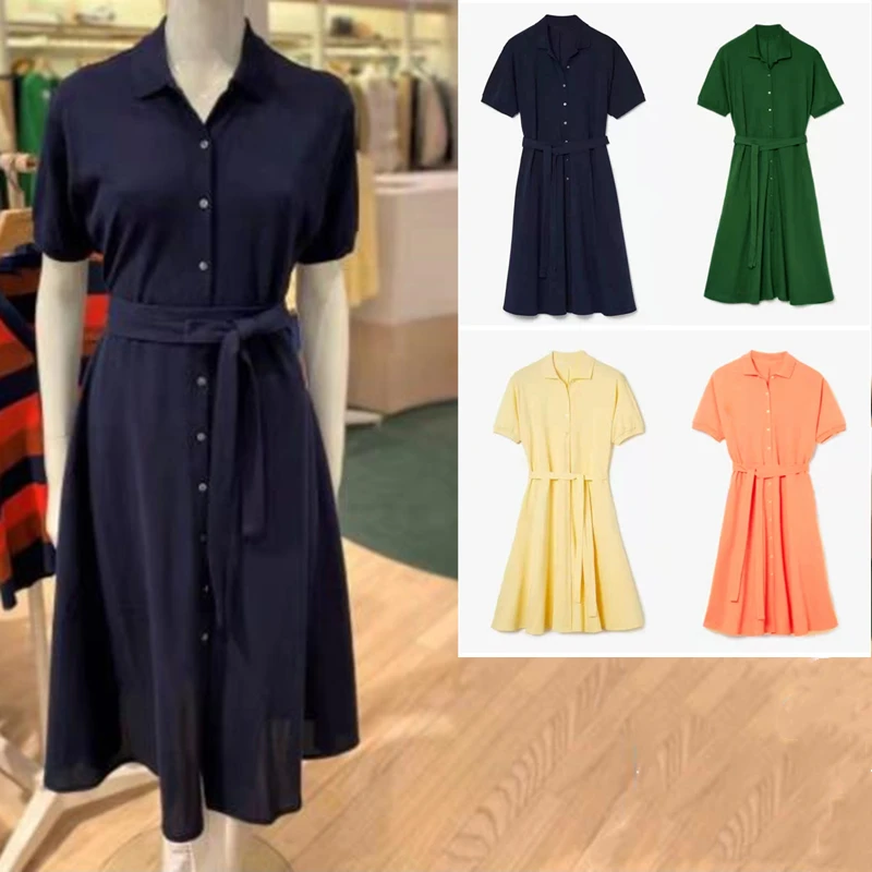 

Women La coste Birthday Lapels Polo Dresses Ladies Short Sleeve Elegant Party Dress High Quality Girls Luxury Designer Clothes