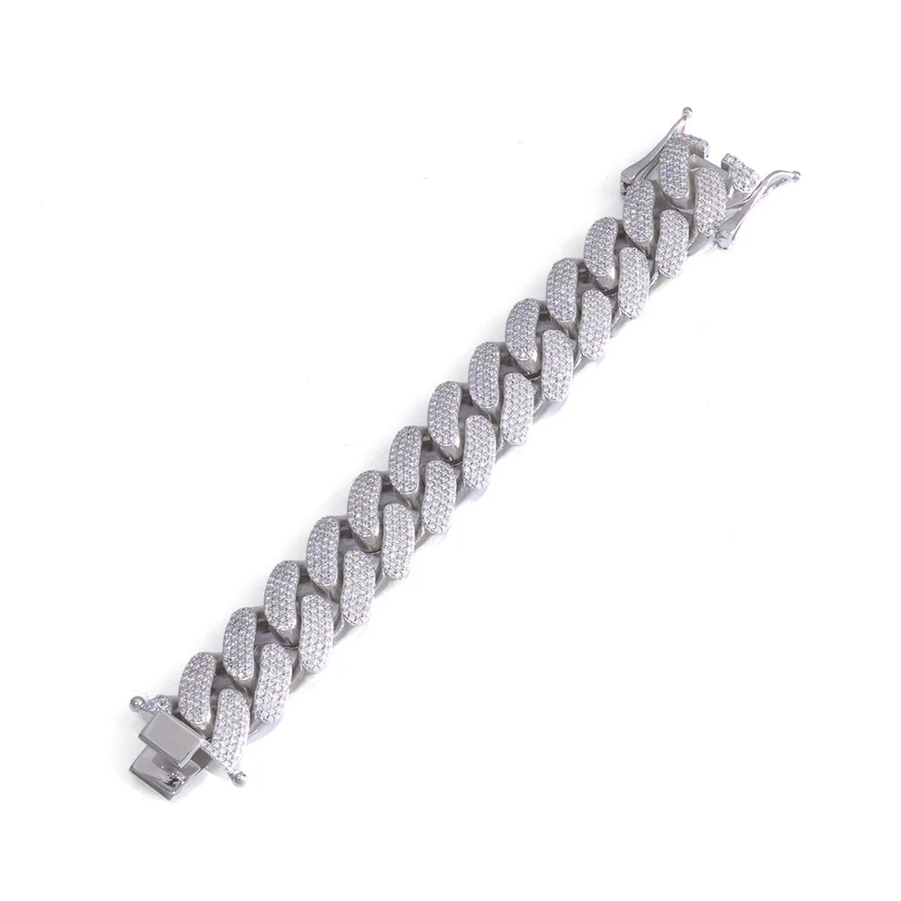HHIOK Custom 22-миллиметровое колье Cuban Link из латуни с кубическим цирконием 5А, блестящее, в стиле хип-хоп, мужское и женское ювелирное украшение, браслет (art.: 3920da0262aa4) - 3920da0262aa4