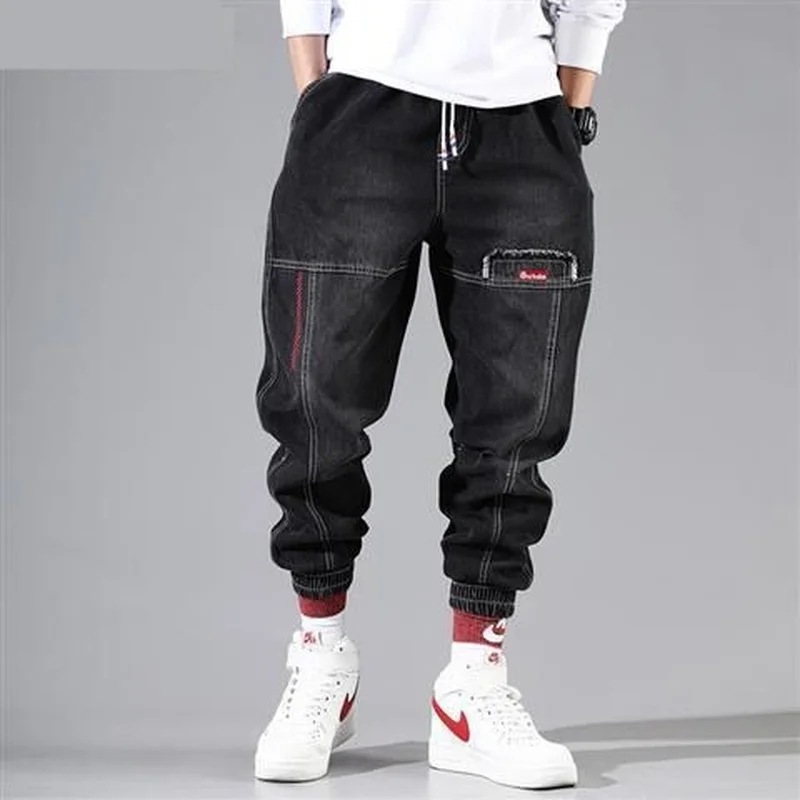 Streetwear Hip Hop Cargo Pants Men's Jeans Elastic Harun Joggers Pants 2022 Autumn and Winter Denim Ankle-Length Denim Pants