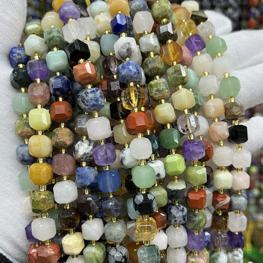 Бусины из натурального камня аметист лазурит граненый куб для изготовления