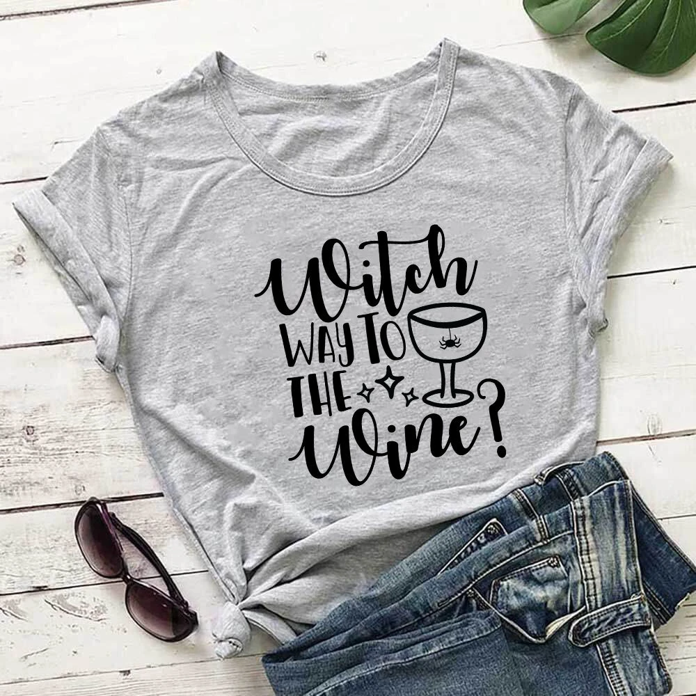 

Which way to the wine glass Letter print T-shirt