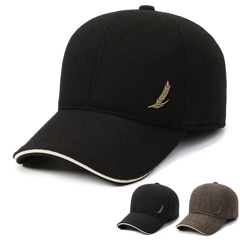 

Autumn Winter New Men Cotton With Earmuffs Dad Baseball Cap Women Thicken Adjustable Sports Warm Stylish Ear Hat Male Solid C12