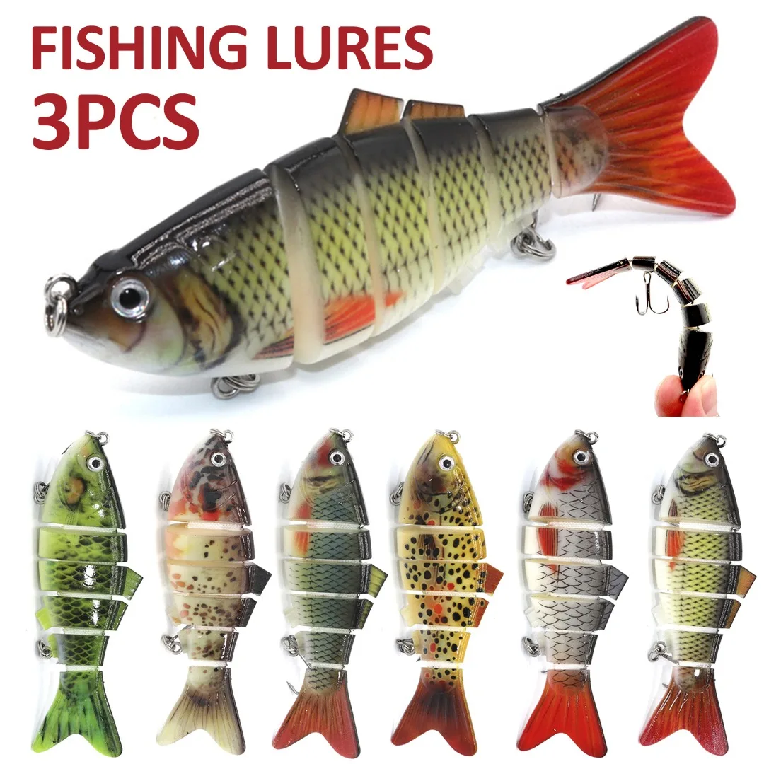 

3PCS Fishing Lures Multi Jointed Bait Artificial Hard Bait Realistic Spinner Swimming Lure Fishing Tackle Accessories