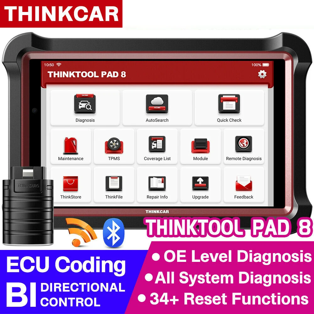 

THINKTOOL PAD8 Bi-Directional Car OBD2 Scanner Diagnostic Tool Key ECU / Coding