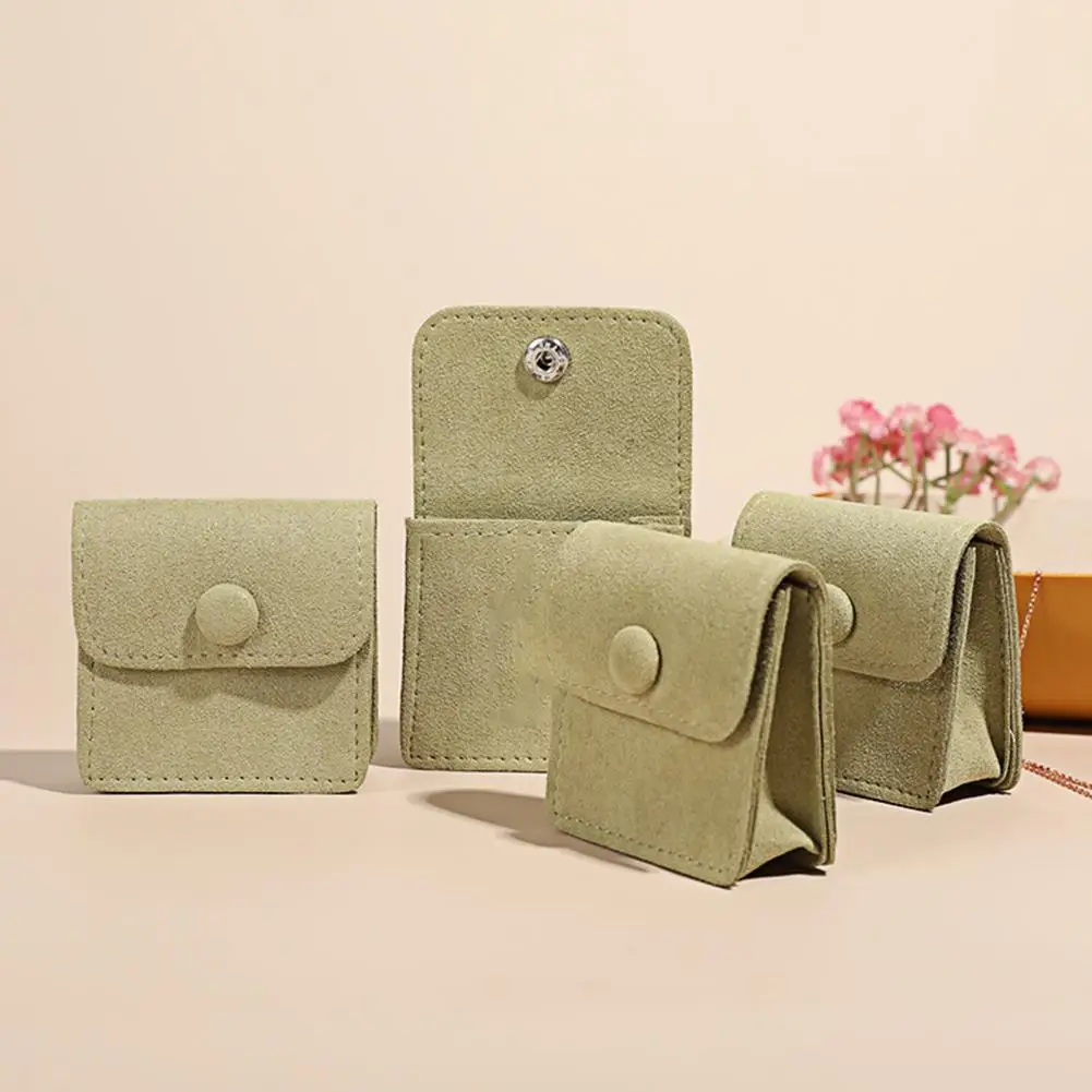 

New Jewelry Bag Flannel Lotus Bag Snap Button Thickened Delicate Velvet Ring Necklace Jewelry Storage Bag