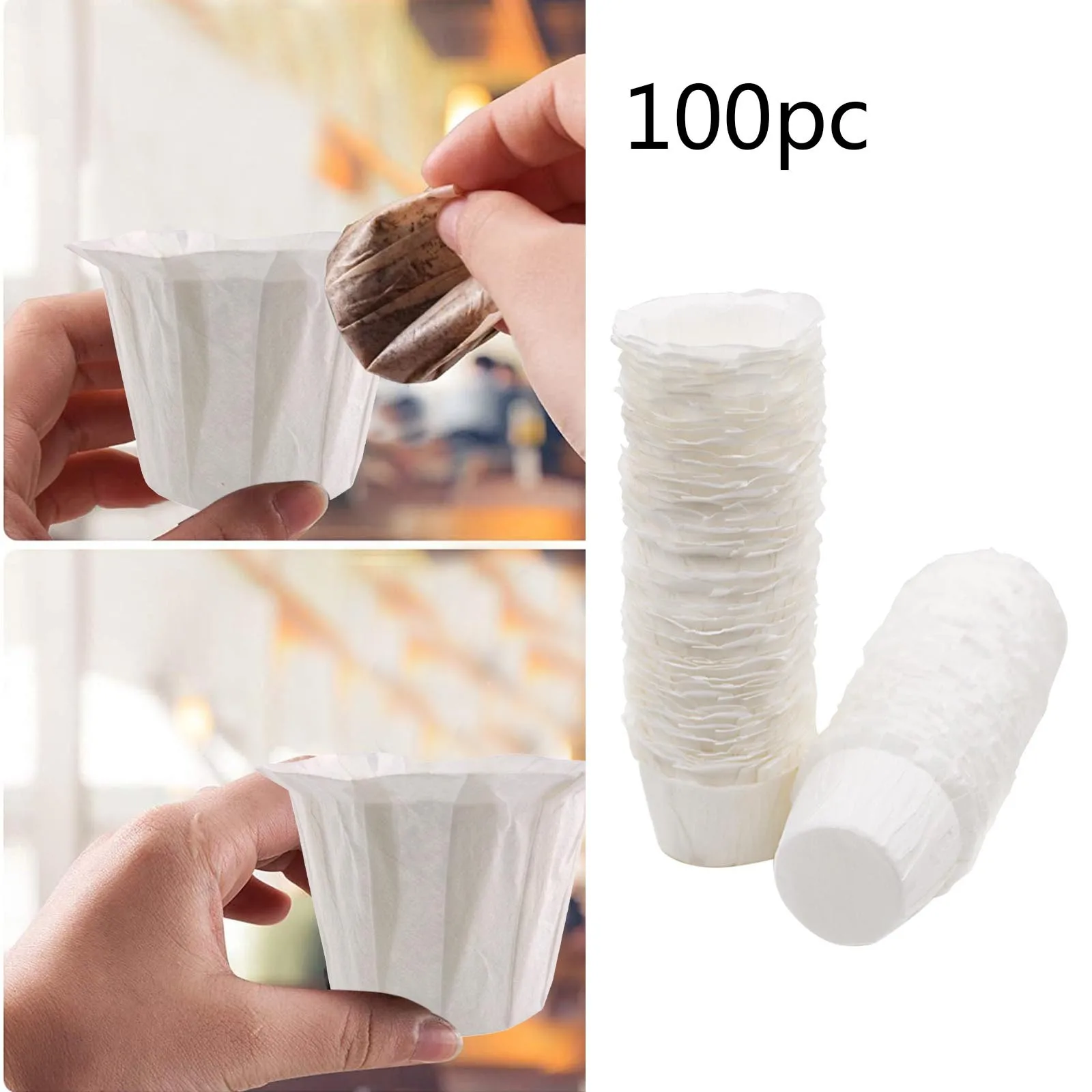

100pcs Paper Filters Natural Disposable Paper Coffee Filters Fits Into All Kitchen Strainers Stainless Steel Mesh with Handle