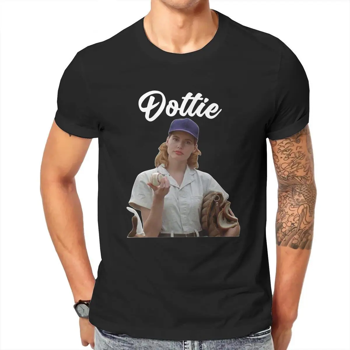 Men's Dottie A League Of Their Own  T Shirt  Pure Cotton Tops Vintage Short Sleeve Crew Neck Tees Gift Idea T-Shirt