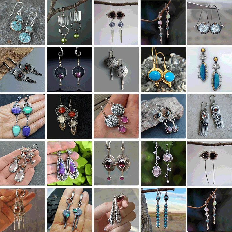 

Women Earrings New Vintage Geometric Stone Statement Drop Dangle Earring Party Engagement Personalized Indian Jewelry
