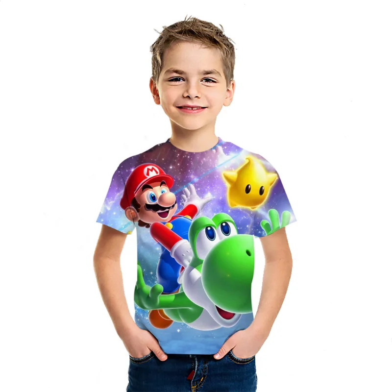

Summer New Mario Bros Short Sleeve Boys and Girls' 2023 Summer Relaxed Foreign Style Half Sleeve Top Mario 3D Anime T-Shirt