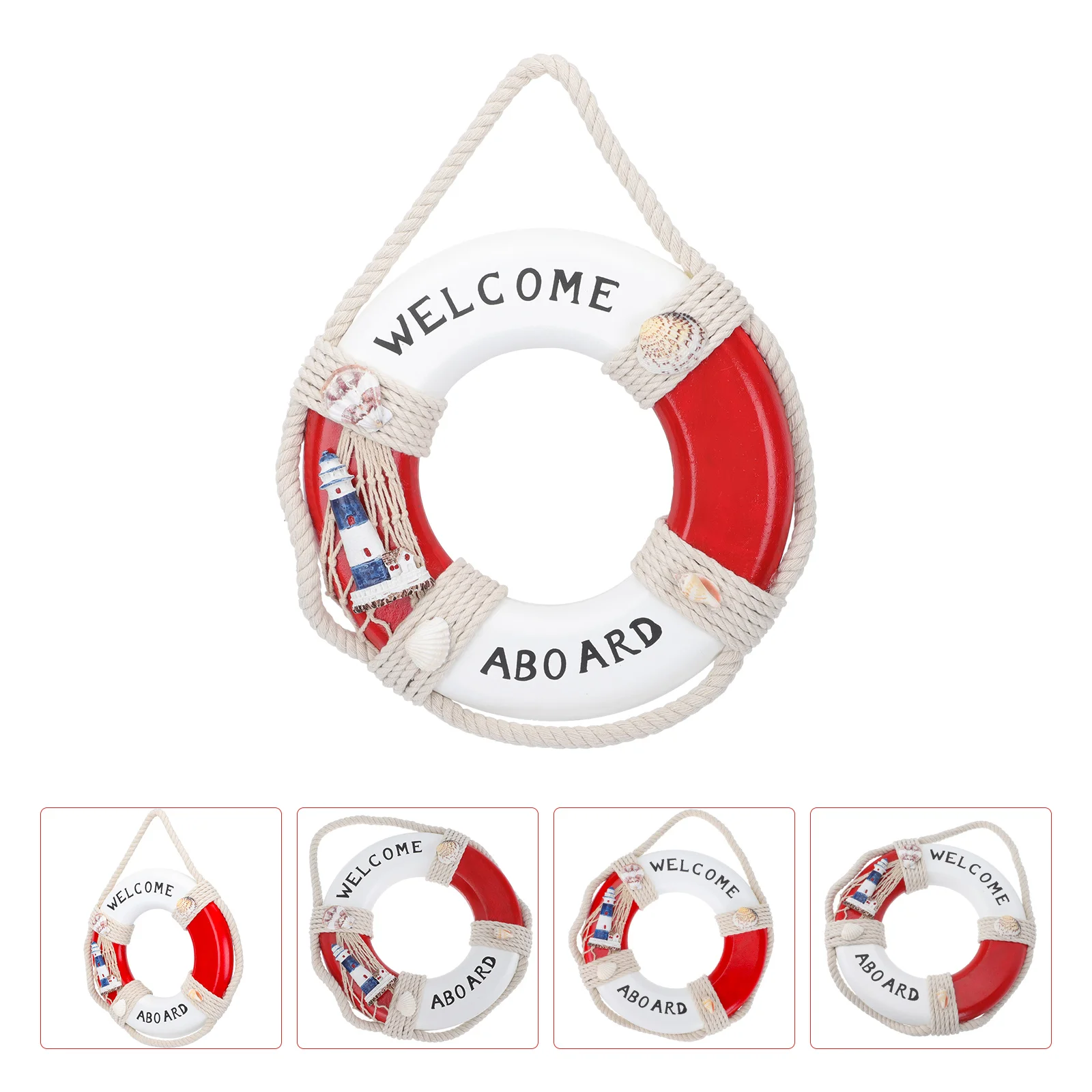 

1pc Durable Exquisite Distinctive Wall Hanging Decor Wooden Life Ring for Door Home