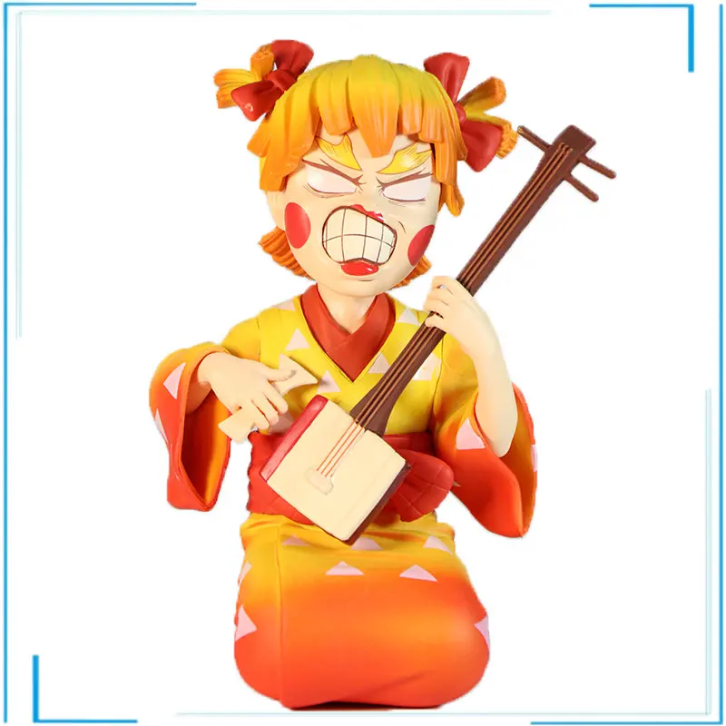 

Japanese Anime Demon Slayer Anime Figures Agatsuma Zenitsu Kamado Nezuko Kneeling and Playing Pipa Ornaments Kids Brinquedos