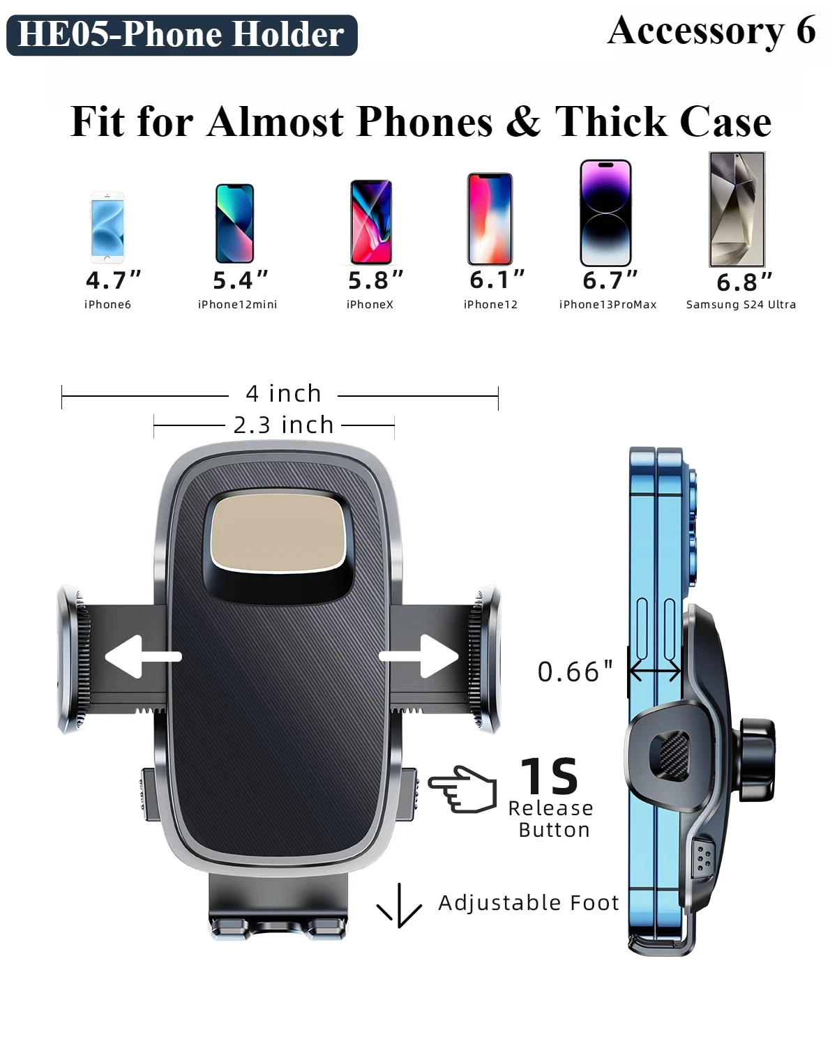 

Hipacool Универсальный автомобильный держатель для телефона, подставка для приборной панели, арочный мостик, стабильный регулируемый угол для iPhone Samsung 4,7-7,2 дюйма