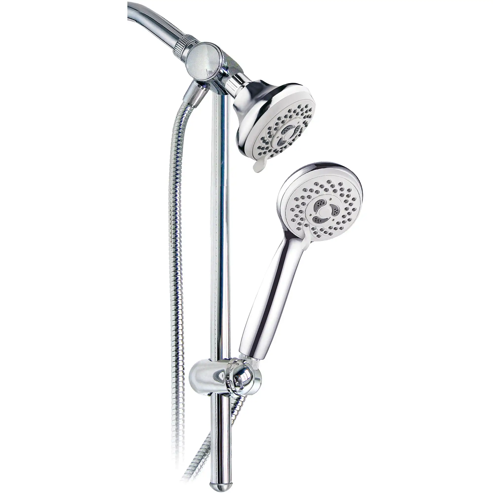 

Drill-Free 18" Stainless Steel 3-Way Shower Slide Bar Combo Chrome