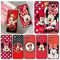 disney minnie mouse point silicone cover for xiaomi mi 12x 12 11 11t 11i 10t 10 pro lite ultra 5g 9t 9se a3 black phone case