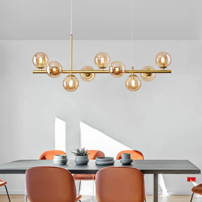 

LED Chandeliers Nordic Magic Bean Glass Ball G9 Hanging Pendant Lights for Living Room Dining Table Suspension Luminaire