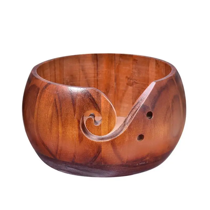 

Wooden Yarn Bowl Handmade Woven Round Wool Storage Bowl For Knitting Needle Storage Holder And Crochet Sewing Supplies
