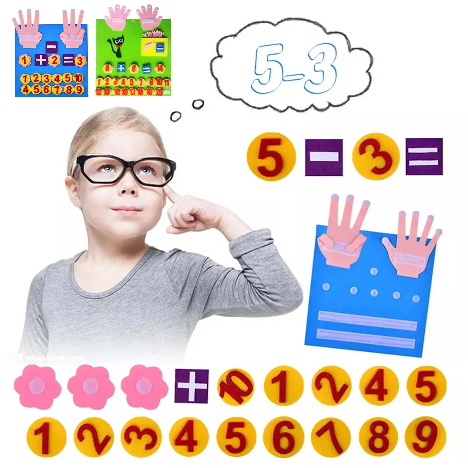

Kids Handmade Felt Finger Numbers Math Toy Non-woven Handmade Materials DIY Weave Craft Digital Teaching