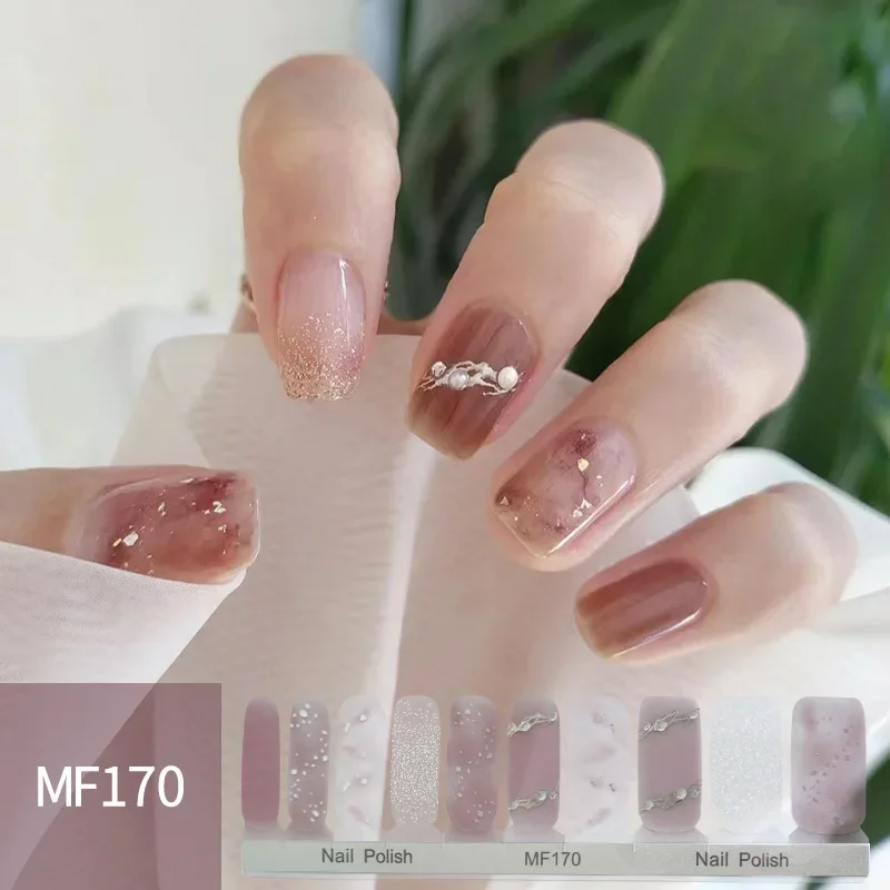 

20Fingers Gel Nail Polish Wraps Hand-Painted Flowers Design Nail Strips Waterproof Durable UV Lamp No Need Gel Stickers