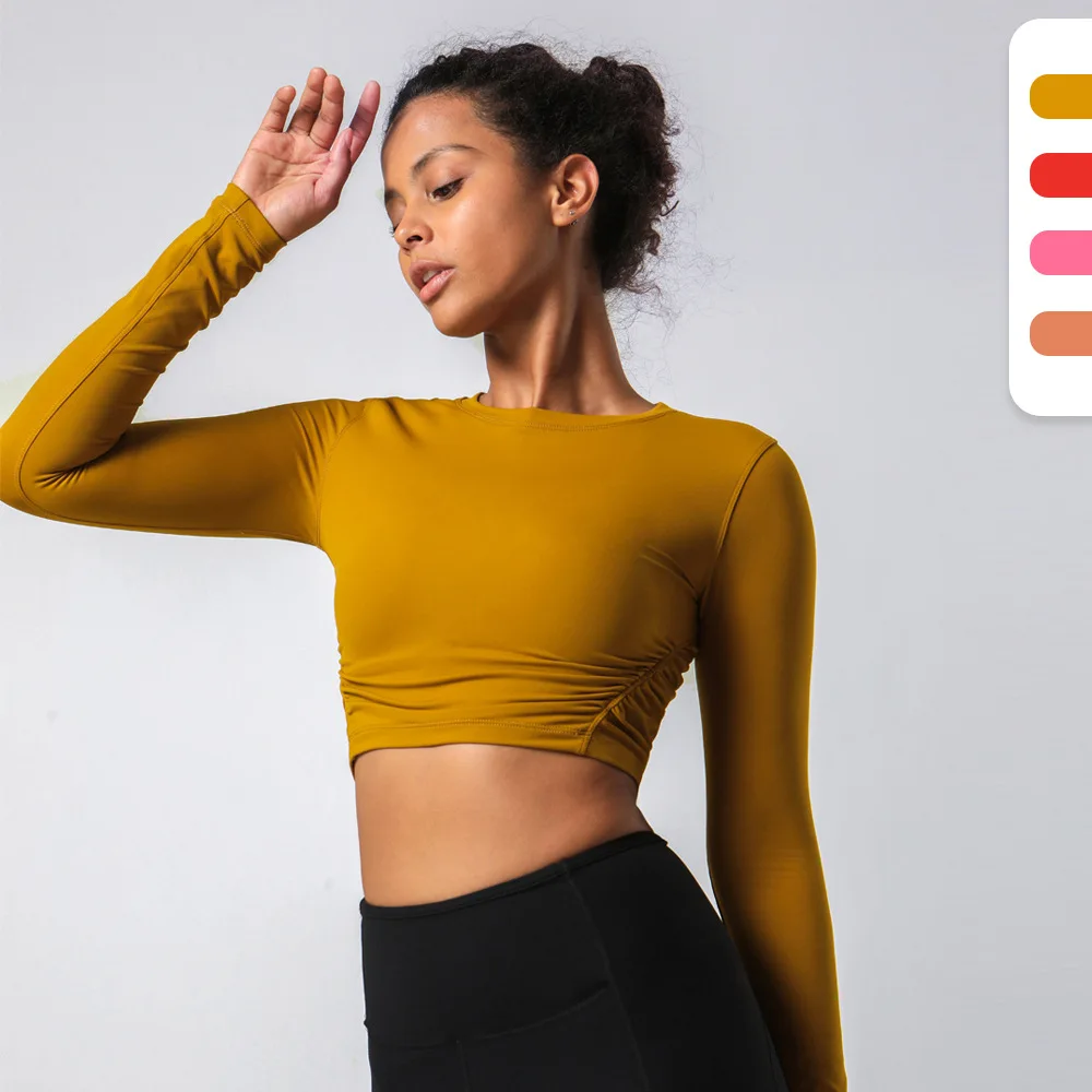 

Sports Yoga Shirts Gym Seamless Crop Tops Fitness Women Compression T-Tights Shirt Run Active Workout Sportswear Clothes