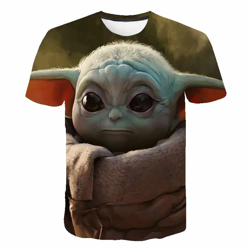 

Summer Fashion Unisex Baby Yoda T-shirt Children Boys Short Sleeves Mandalorian Tees Baby Kids Tops For Girls Clothes 1-14 Y