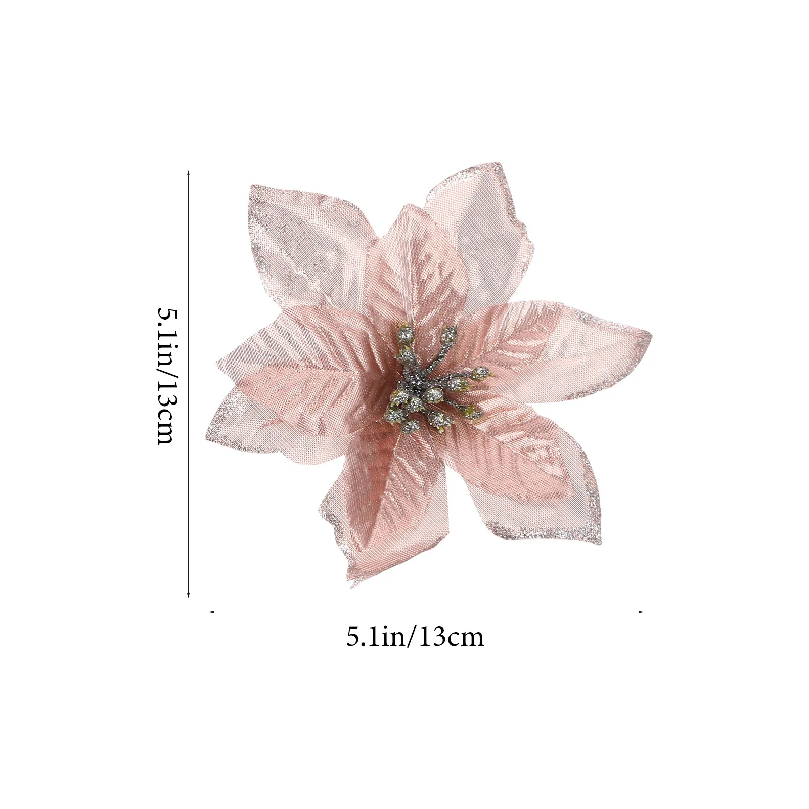 

Christmas Poinsettia Flower Flowers Artificial Glitter Ornaments Wreath Treehollow Stemspicks Ornament Garland Floral Accessory