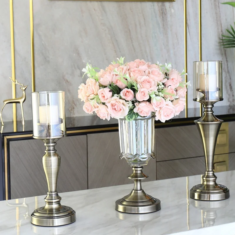 

European Candle Holder New Clssical Silver Candle Holder Metal Nordic Romantic Table Decoration Porta Velas Home Decor