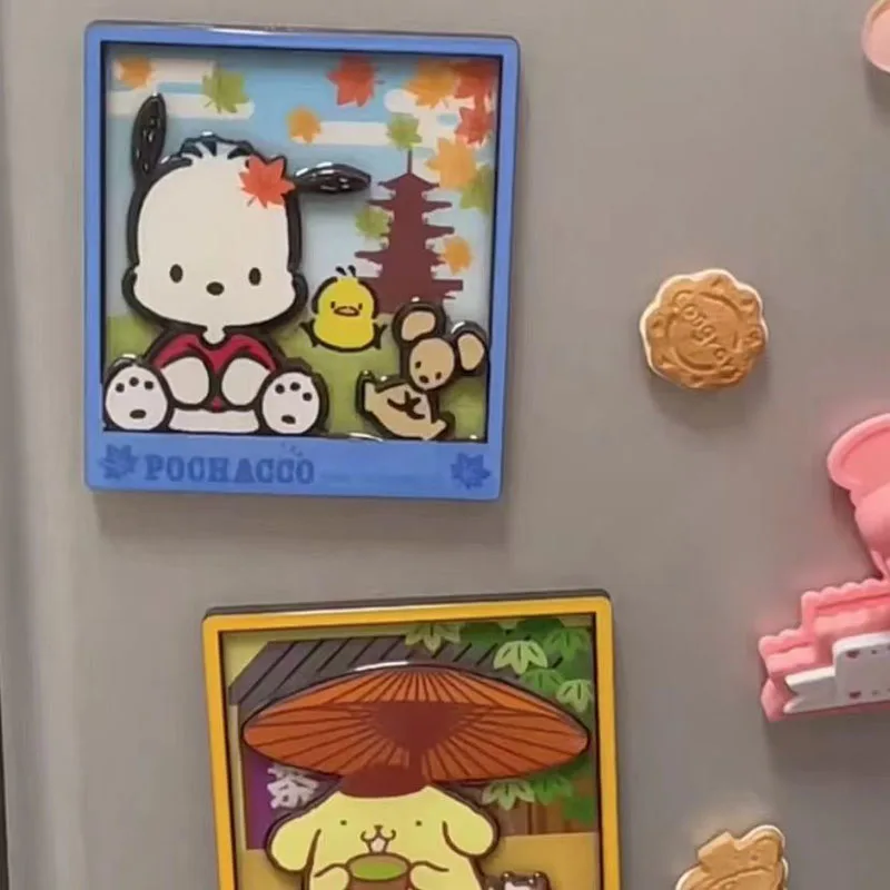 

Kawaii Sanrioed магнитная наклейка на холодильник мультфильм Kuromi Cinnamoroll полакко мультфильм Милая девочка сердце аксессуары игрушка подарок