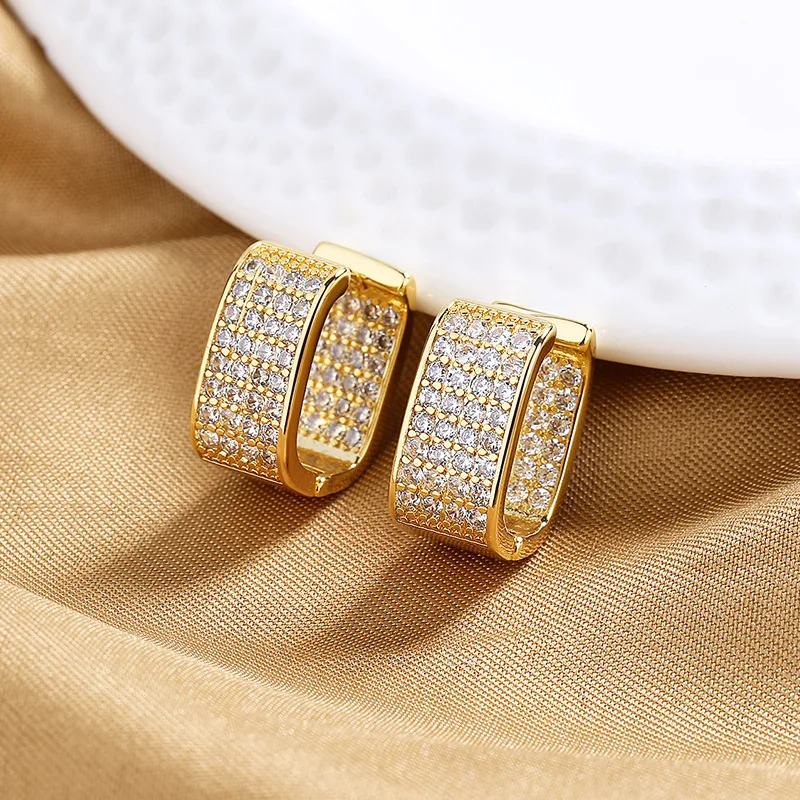 

Korean Fashion Fine Niche Design U Type Full Diamond Zircon Earrings Pendientes Women Girl Cute Aesthetic Brinco Luxury Jewerly