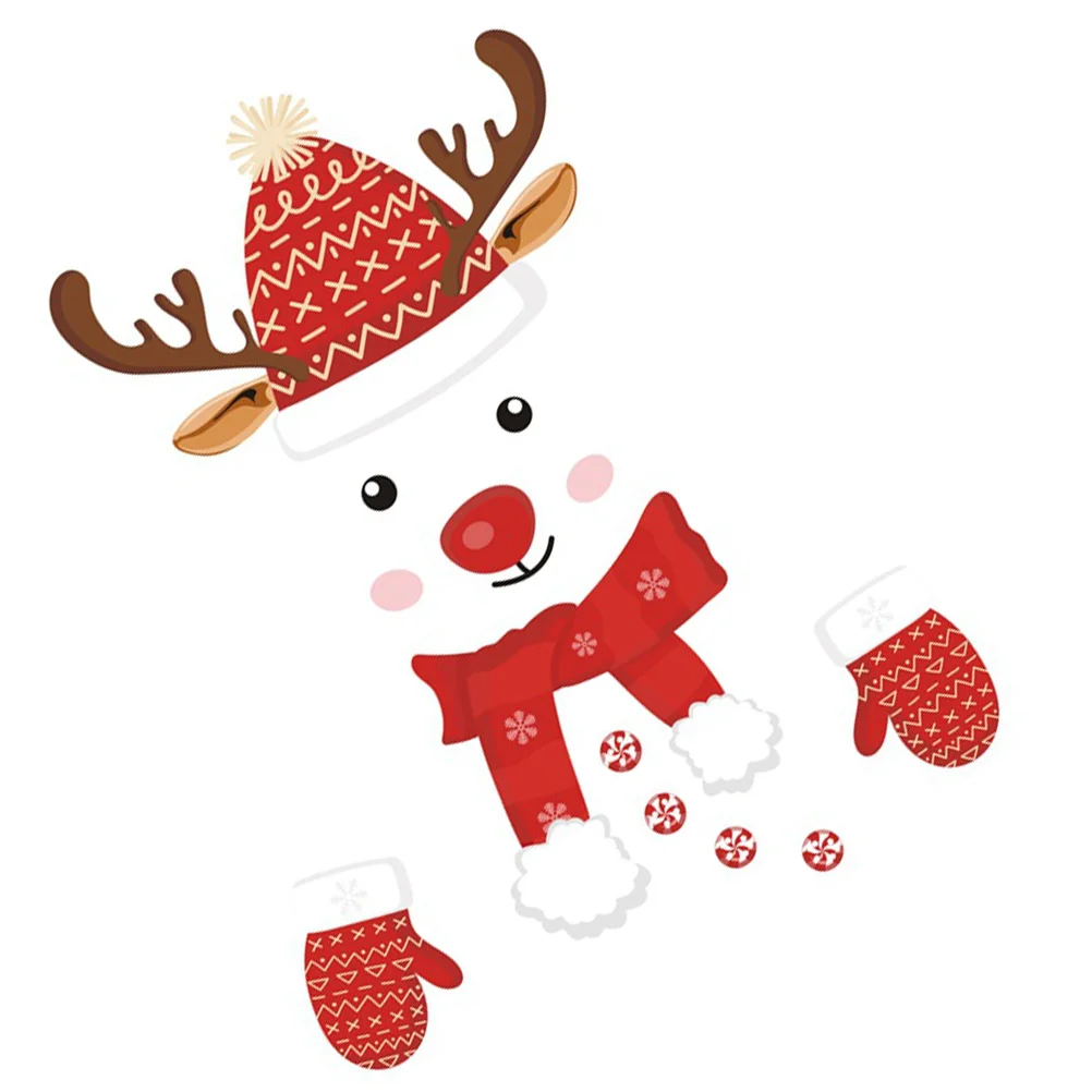 

Snowman Sticker Decals Window Christmasdecal Door Animal Wall Deer Cabinet Reindeer Clings Refrigerator Winter Fridge Stickers