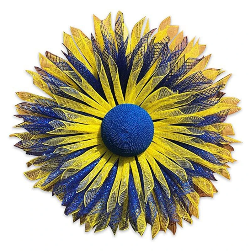 

Ukrainian Sunflower Wreath Ukrainian Flag Welcome Sign Garland Pendant for Indoor Outdoor Garden Farmhouse Decoration